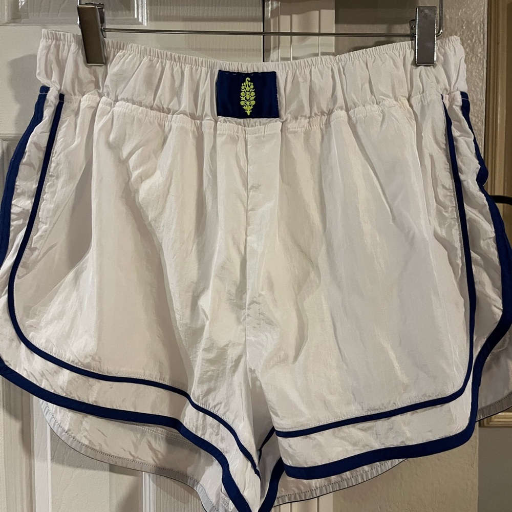 FP Movement by Free People White and Blue Athletic Shorts